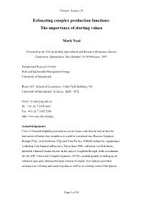 Estimating Complex Production Functions: the Importance of Starting Values