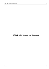 ORAAH 2.8.2 Change List Summary I