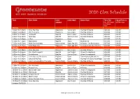 2020 Class Schedule