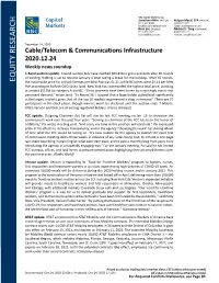 Cable/Telecom & Communications Infrastructure 2020.12.24