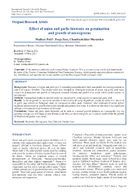 Effect of Onion and Garlic Biowaste on Germination and Growth of Microgreens