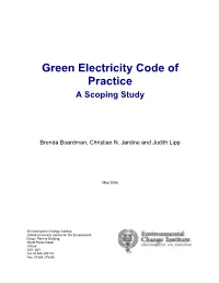 Green Electricity Code of Practice a Scoping Study
