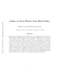 Limits on New Physics from Black Holes Arxiv:1309.0530V1