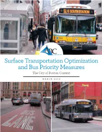 Surface Transportation Optimization and Bus Priority Measures the City of Boston Context
