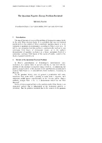 The Quantum Negative Energy Problem Revisited