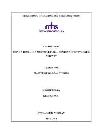 Thesis Topic Being a Hindu in a Multicultural Context Of