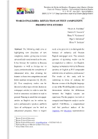 World Englishes Reflection on Text Complexity