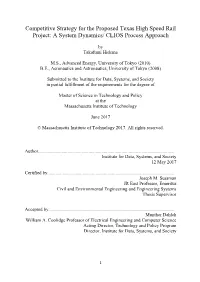 Competitive Strategy for the Proposed Texas High Speed Rail Project: a System Dynamics/ CLIOS Process Approach