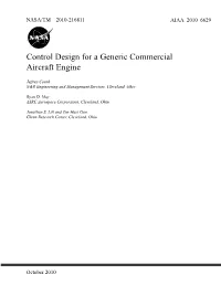 Control Design for a Generic Commercial Aircraft Engine