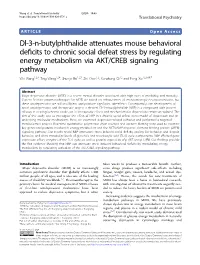 Dl-3-N-Butylphthalide Attenuates Mouse Behavioral Deficits to Chronic