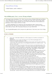 Jan Aertsen. Annotated Bibliography of His English Writings