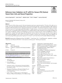 Reference Gene Validation Via RT–Qpcr for Human Ipsc-Derived Neural Stem Cells and Neural Progenitors