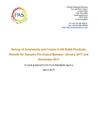 View Acrylamide and Furan Summary Report