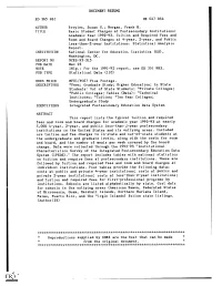 Basic Student Charges at Postsecondary Institutions: Academic Year 1992-93. Tuition and Required Fees and Room and Board Charges at 4-Year, 2-Year, and Public Less-Than-2-Year