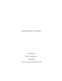 Changing Perceptions of War Profiteers Ezra Chaskelson Advisor