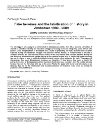 Fake Heroines and the Falsification of History in Zimbabwe 1980 - 2009