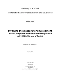 Involving the Diaspora for Development Present and Potential Contribution for Cooperation with SDC in the Case of Tunisia