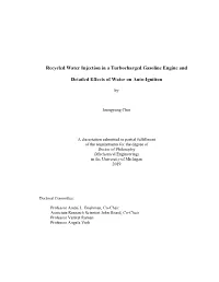 Recycled Water Injection in a Turbocharged Gasoline Engine And