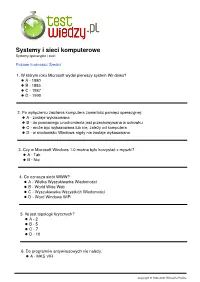 Systemy I Sieci Komputerowe Systemy Operacyjne I Sieci