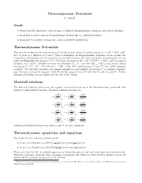 Thermodynamic Potentials D