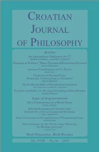 CROATIAN JOURNAL of PHILOSOPHY Articles an Anscombean Reference for ‘I’? ANDREW BOTTERELL and ROBERT J