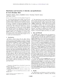 Distribution and Formation of Chlorides and Phyllosilicates in Terra Sirenum, Mars Timothy D