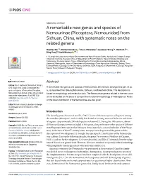 A Remarkable New Genus and Species of Nemourinae (Plecoptera, Nemouridae) from Sichuan, China, with Systematic Notes on the Related Genera