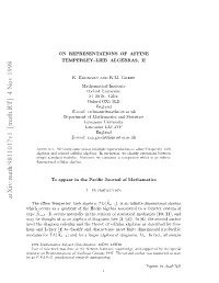 Arxiv:Math/9811017V1 [Math.RT] 4 Nov 1998