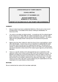 To Consider Motions Submitted by Members of the Council Pdf 153 Kb