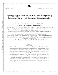 Topology Types of Adinkras and the Corresponding Representations of N-Extended Supersymmetry Arxiv:0806.0050V1 [Hep-Th] 31