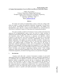A Common Instrumentation Course for Electronics/Electrical and Other Majors