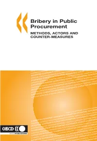 Bribery in Public Procurement METHODS, ACTORS and COUNTER-MEASURES