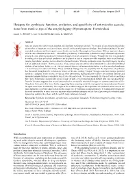 Function, Evolution, and Specificity of Ant-Microbe Associa- Tions from Trunk to Tips of the Ant Phylogeny (Hymenoptera: Formicidae)