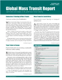 Global Mass Transit Report Information and Analysis on the Global Mass Transit Industry