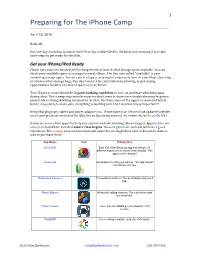 Preparing for the Iphone Camp
