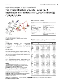 The Crystal Structure of Poly [Μ2-Aqua-(Μ2-2-Naphthylamine-1