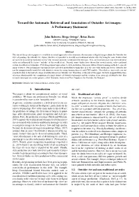 Toward the Automatic Retrieval and Annotation of Outsider Art Images: a Preliminary Statement