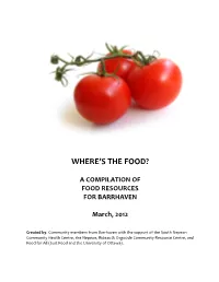Where's the Food: a Compilation of Food Resources For