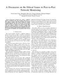 A Discussion on the Ethical Issues in Peer-To-Peer Network Monitoring
