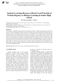 Analysis Learning Resources Based Local Potential of Pacitan Regency As Biology Learning in Senior High School Ezif Rizqi Imtihana1*, Djukri2