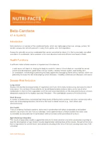 Beta-Carotene at a GLANCE