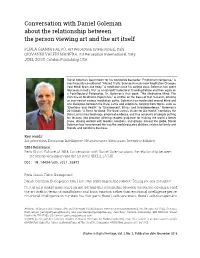 Conversation with Daniel Goleman About the Relationship Between the Person Viewing Art and the Art Itself