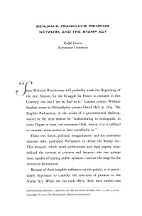 For the Struggle for Power Is Constant in This Country; Nor Can I See an End to It," London Printer William Strahan Wrote to Philadelphia Printer David Hall in 1764