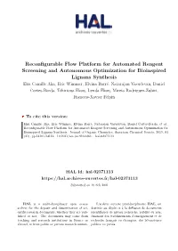 Reconfigurable Flow Platform for Automated Reagent Screening And