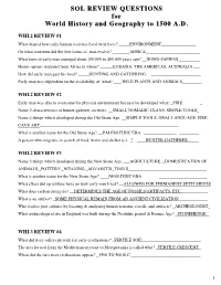 SOL REVIEW QUESTIONS SOL REVIEW QUESTIONS for World