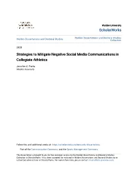Strategies to Mitigate Negative Social Media Communications in Collegiate Athletics