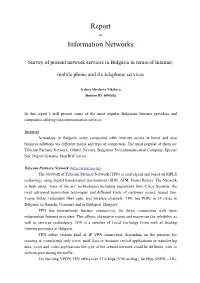 Survey of Present Network Services in Bulgaria in Terms of Internet, Mobile