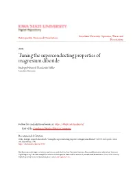 Tuning the Superconducting Properties of Magnesium Diboride Rudeger Heinrich Theoderich Wilke Iowa State University