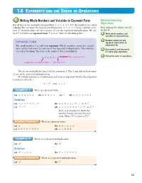 1.6 Exponents and the Order of Operations