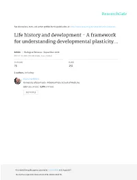 A Framework for Understanding Developmental Plasticity